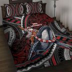 Aotearoa Christmas Quilt Bed Set Santa Riding Humpback Whale Maori Koru