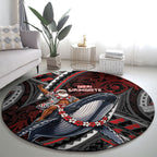 Aotearoa Christmas Round Carpet Santa Riding Humpback Whale Maori Koru