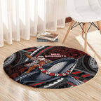 Aotearoa Christmas Round Carpet Santa Riding Humpback Whale Maori Koru