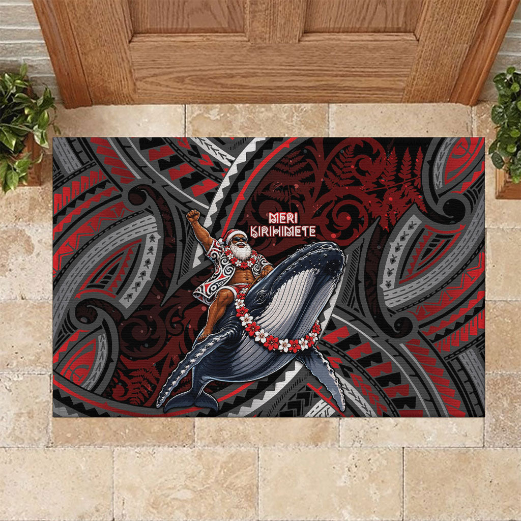 Aotearoa Christmas Rubber Doormat Santa Riding Humpback Whale Maori Koru