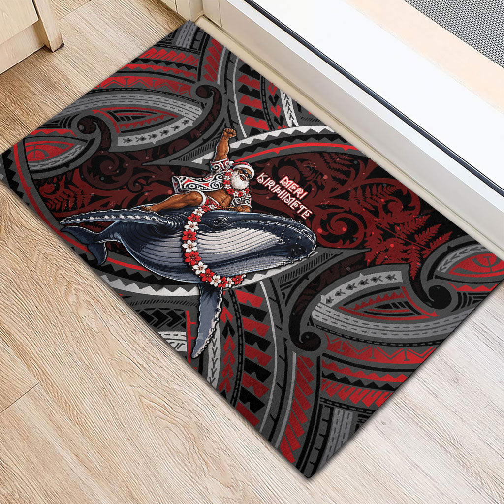 Aotearoa Christmas Rubber Doormat Santa Riding Humpback Whale Maori Koru