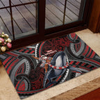 Aotearoa Christmas Rubber Doormat Santa Riding Humpback Whale Maori Koru