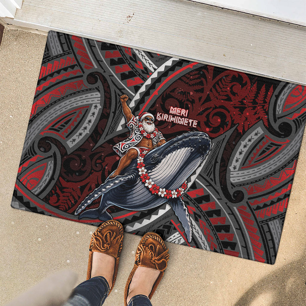 Aotearoa Christmas Rubber Doormat Santa Riding Humpback Whale Maori Koru