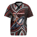 Aotearoa Christmas Rugby Jersey Santa Riding Humpback Whale Maori Koru