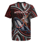 Aotearoa Christmas Rugby Jersey Santa Riding Humpback Whale Maori Koru