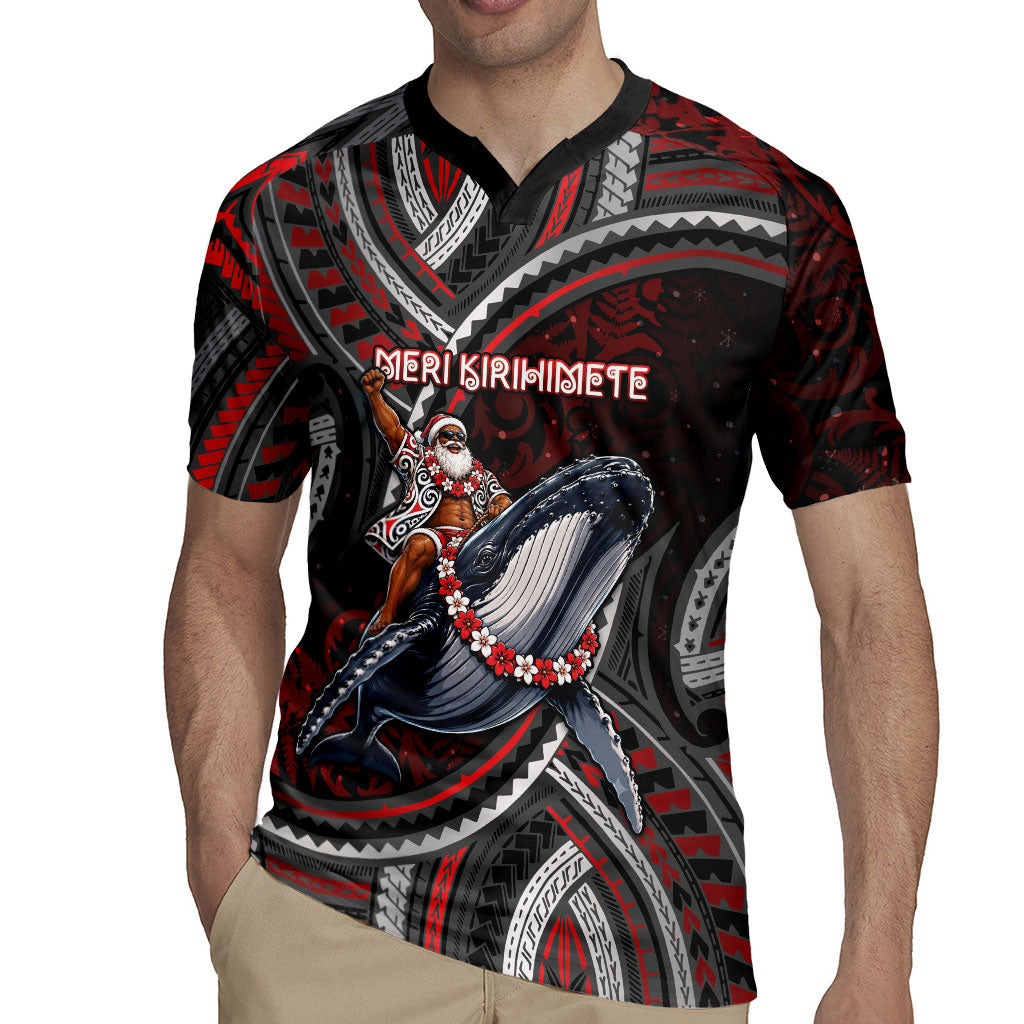 Aotearoa Christmas Rugby Jersey Santa Riding Humpback Whale Maori Koru