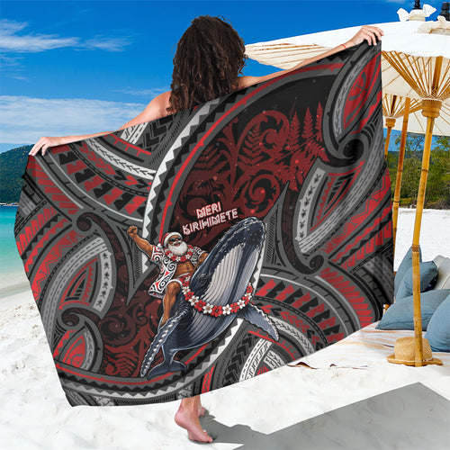 Aotearoa Christmas Sarong Santa Riding Humpback Whale Maori Koru