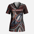 Aotearoa Christmas Scrub Top Santa Riding Humpback Whale Maori Koru