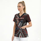 Aotearoa Christmas Scrub Top Santa Riding Humpback Whale Maori Koru