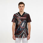 Aotearoa Christmas Scrub Top Santa Riding Humpback Whale Maori Koru