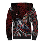 Aotearoa Christmas Sherpa Hoodie Santa Riding Humpback Whale Maori Koru