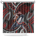 Aotearoa Christmas Shower Curtain Santa Riding Humpback Whale Maori Koru