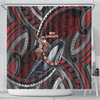 Aotearoa Christmas Shower Curtain Santa Riding Humpback Whale Maori Koru