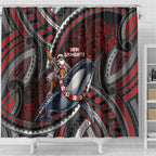 Aotearoa Christmas Shower Curtain Santa Riding Humpback Whale Maori Koru