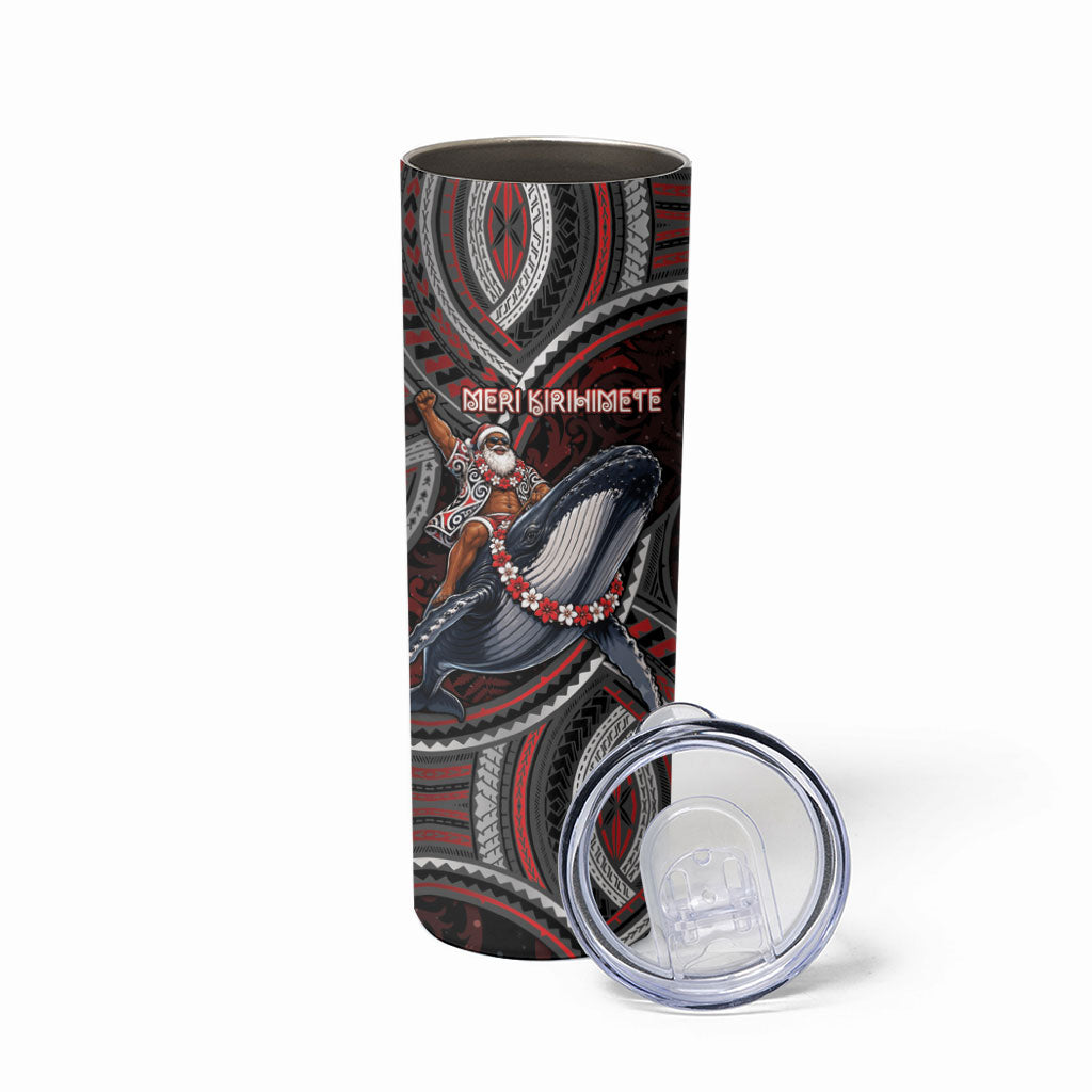 Aotearoa Christmas Skinny Tumbler Santa Riding Humpback Whale Maori Koru