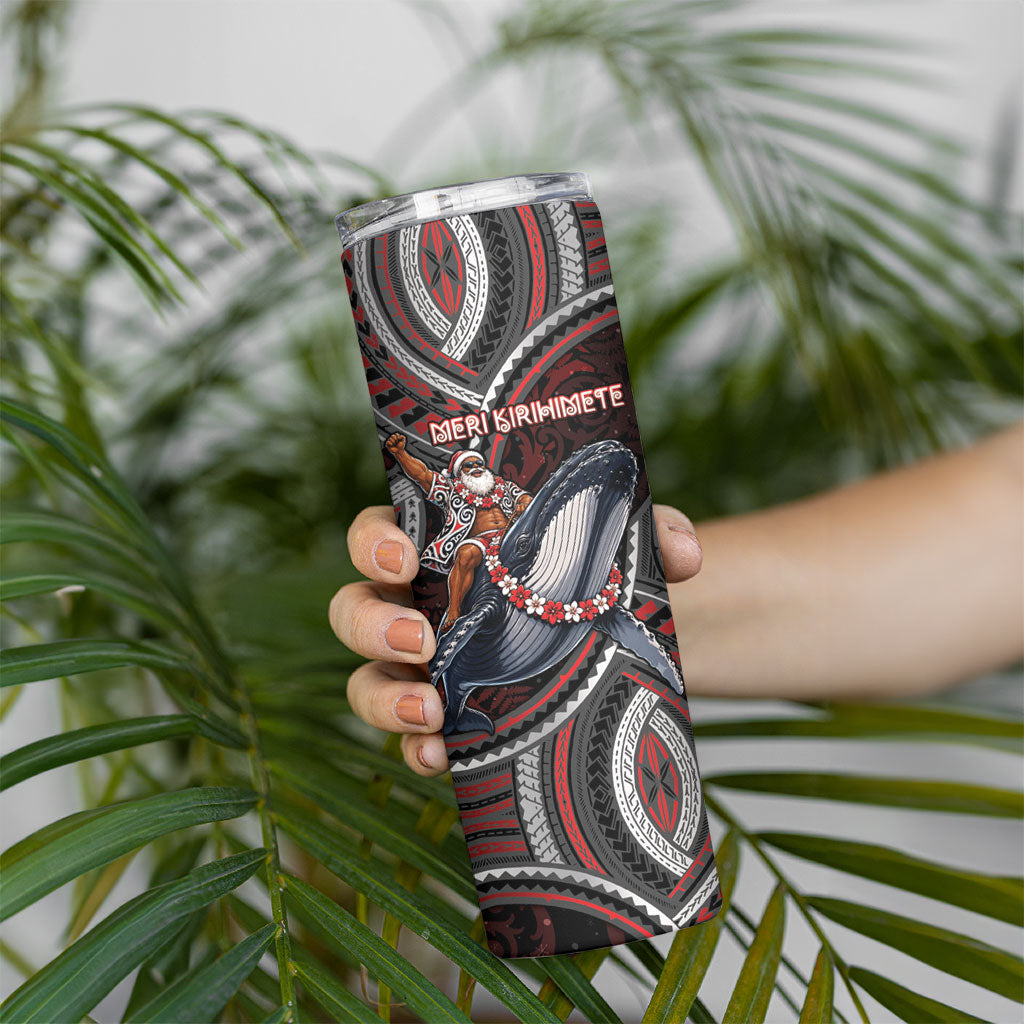 Aotearoa Christmas Skinny Tumbler Santa Riding Humpback Whale Maori Koru