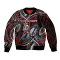 Aotearoa Christmas Sleeve Zip Bomber Jacket Santa Riding Humpback Whale Maori Koru