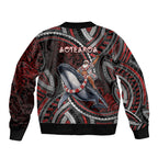 Aotearoa Christmas Sleeve Zip Bomber Jacket Santa Riding Humpback Whale Maori Koru