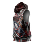 Aotearoa Christmas Sleeveless Hoodie Santa Riding Humpback Whale Maori Koru