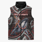 Aotearoa Christmas Sleeveless Puffer Jacket Santa Riding Humpback Whale Maori Koru