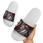 Aotearoa Christmas Slide Sandals Santa Riding Humpback Whale Maori Koru