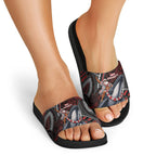 Aotearoa Christmas Slide Sandals Santa Riding Humpback Whale Maori Koru
