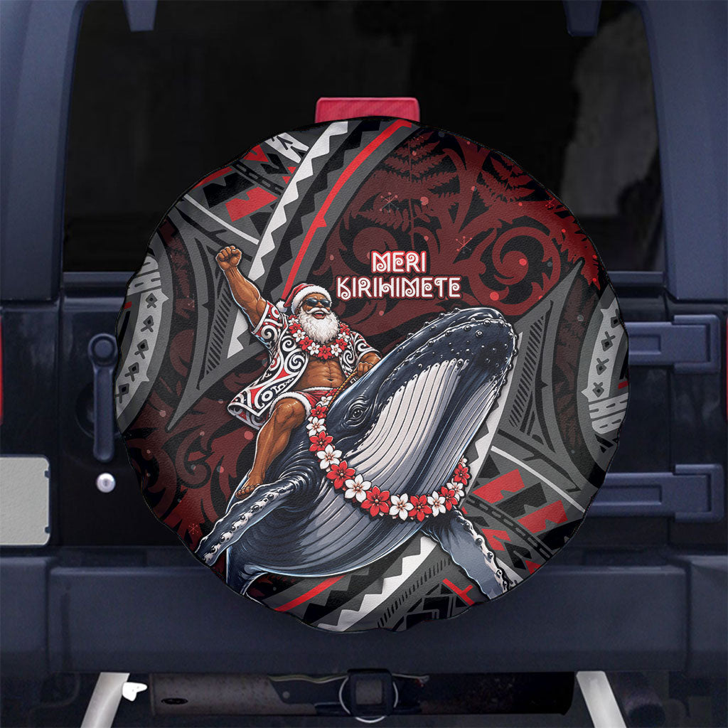 Aotearoa Christmas Spare Tire Cover Santa Riding Humpback Whale Maori Koru