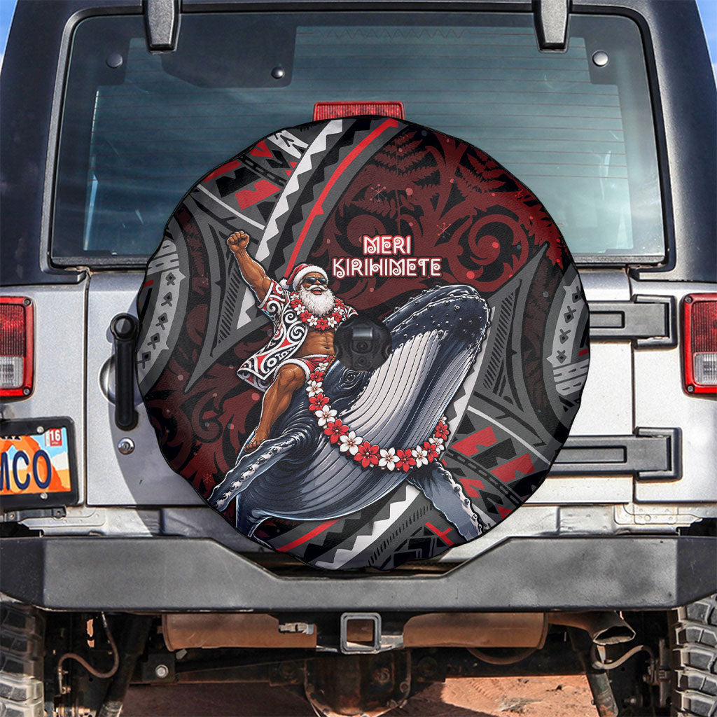 Aotearoa Christmas Spare Tire Cover Santa Riding Humpback Whale Maori Koru