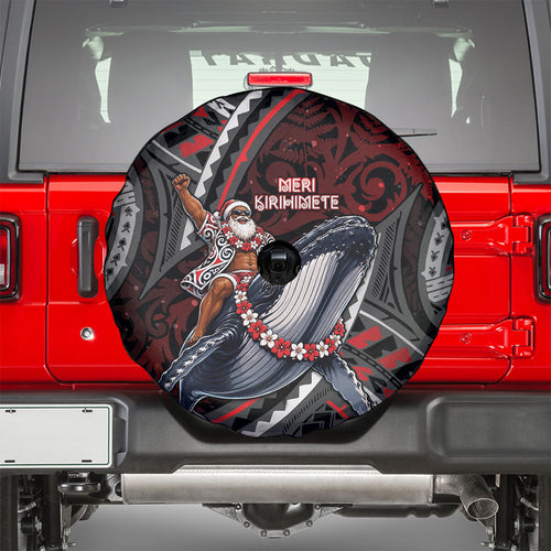 Aotearoa Christmas Spare Tire Cover Santa Riding Humpback Whale Maori Koru