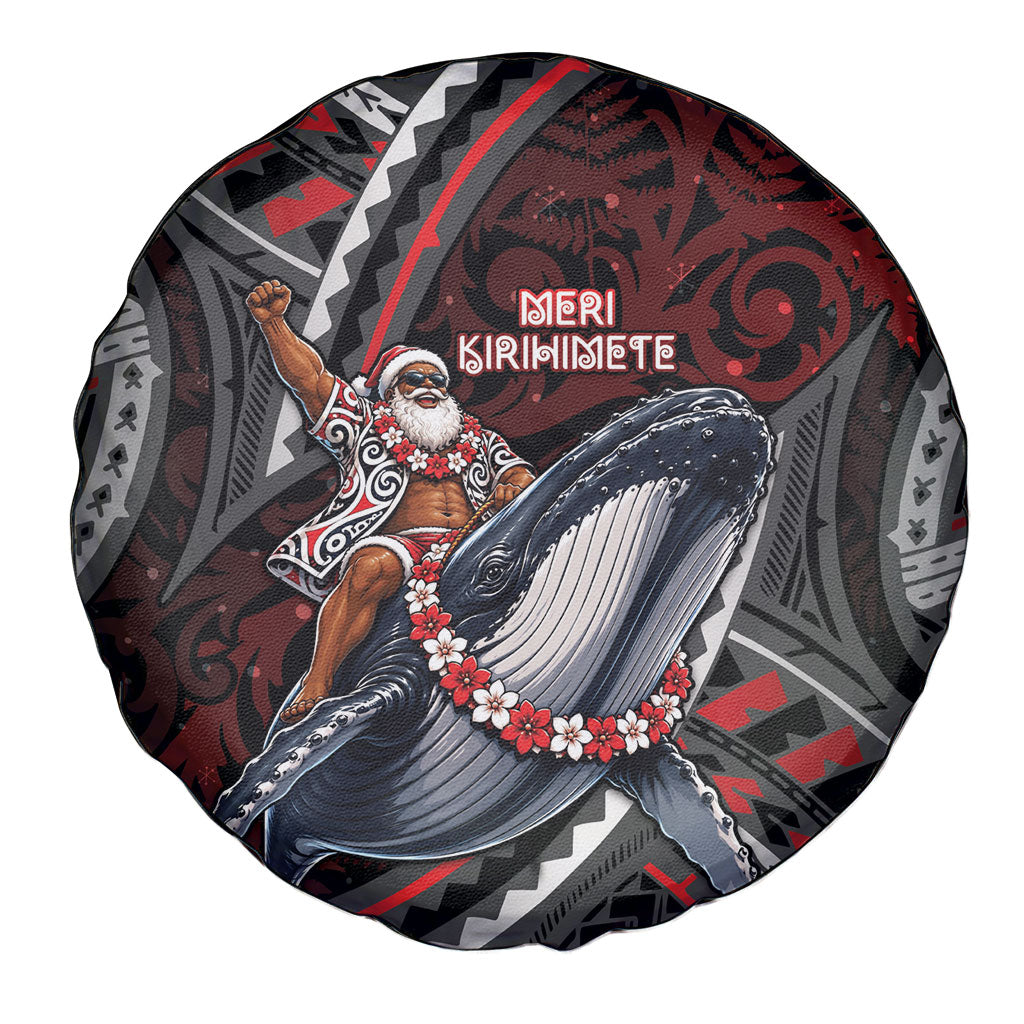 Aotearoa Christmas Spare Tire Cover Santa Riding Humpback Whale Maori Koru