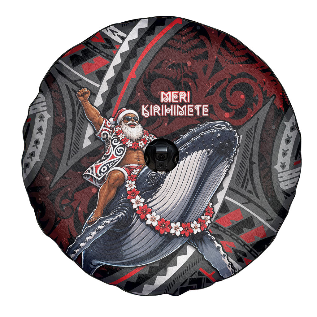 Aotearoa Christmas Spare Tire Cover Santa Riding Humpback Whale Maori Koru