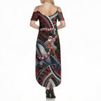 Aotearoa Christmas Summer Maxi Dress Santa Riding Humpback Whale Maori Koru