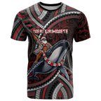 Aotearoa Christmas T Shirt Santa Riding Humpback Whale Maori Koru
