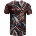 Aotearoa Christmas T Shirt Santa Riding Humpback Whale Maori Koru
