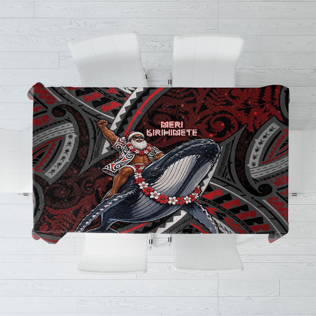 Aotearoa Christmas Tablecloth Santa Riding Humpback Whale Maori Koru