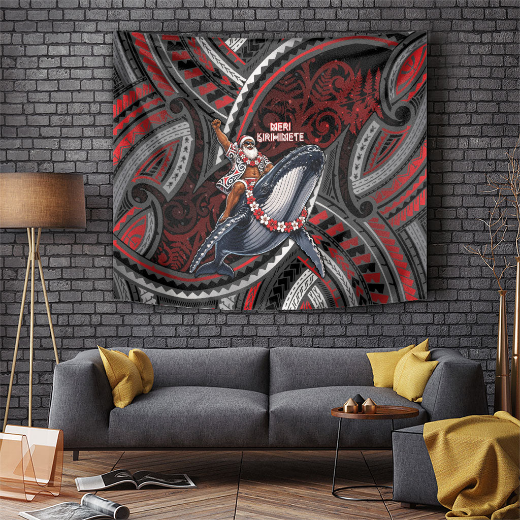 Aotearoa Christmas Tapestry Santa Riding Humpback Whale Maori Koru