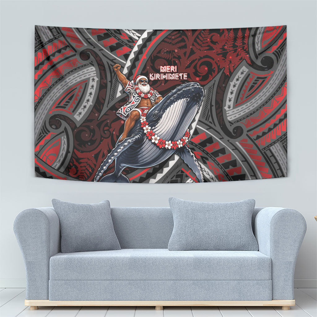Aotearoa Christmas Tapestry Santa Riding Humpback Whale Maori Koru