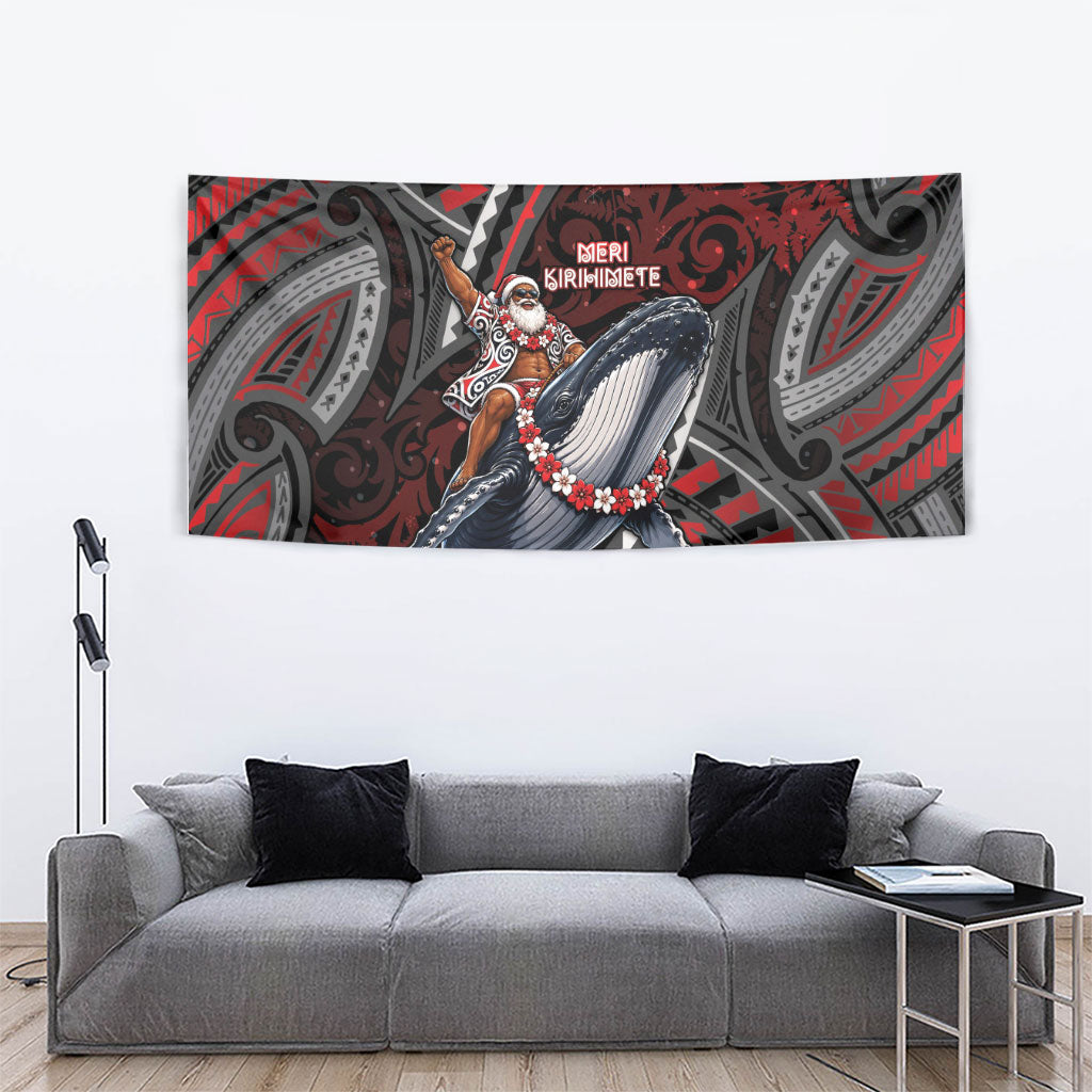 Aotearoa Christmas Tapestry Santa Riding Humpback Whale Maori Koru