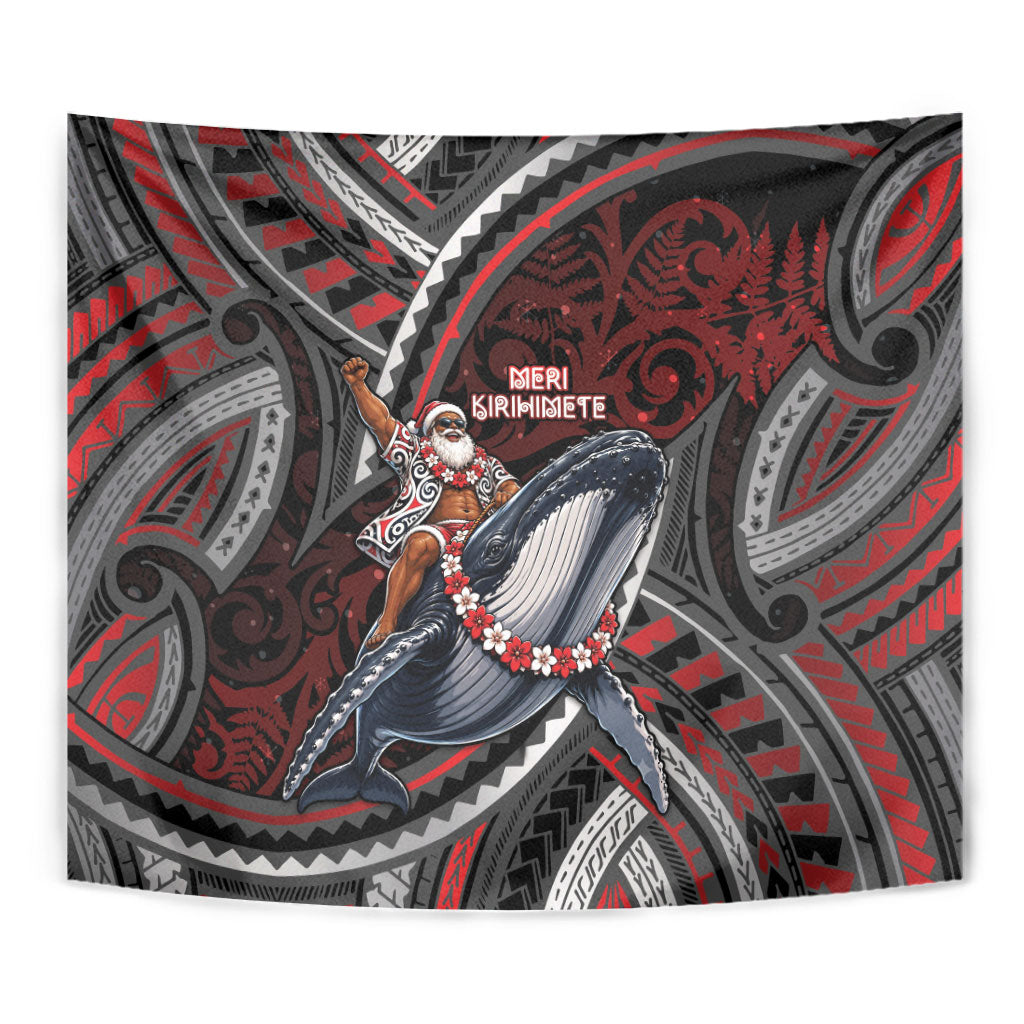 Aotearoa Christmas Tapestry Santa Riding Humpback Whale Maori Koru