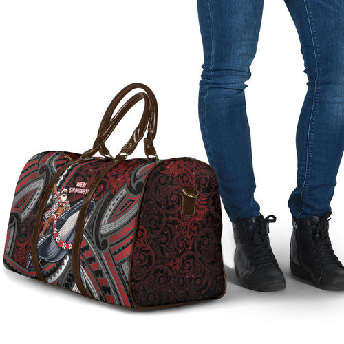 Aotearoa Christmas Travel Bag Santa Riding Humpback Whale Maori Koru