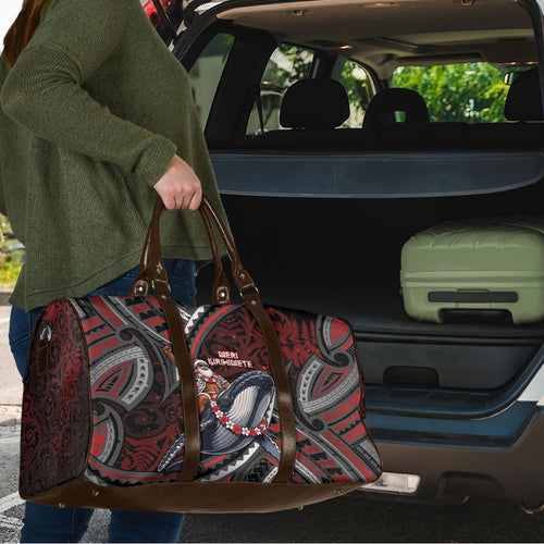 Aotearoa Christmas Travel Bag Santa Riding Humpback Whale Maori Koru