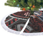 Aotearoa Christmas Tree Skirt Santa Riding Humpback Whale Maori Koru