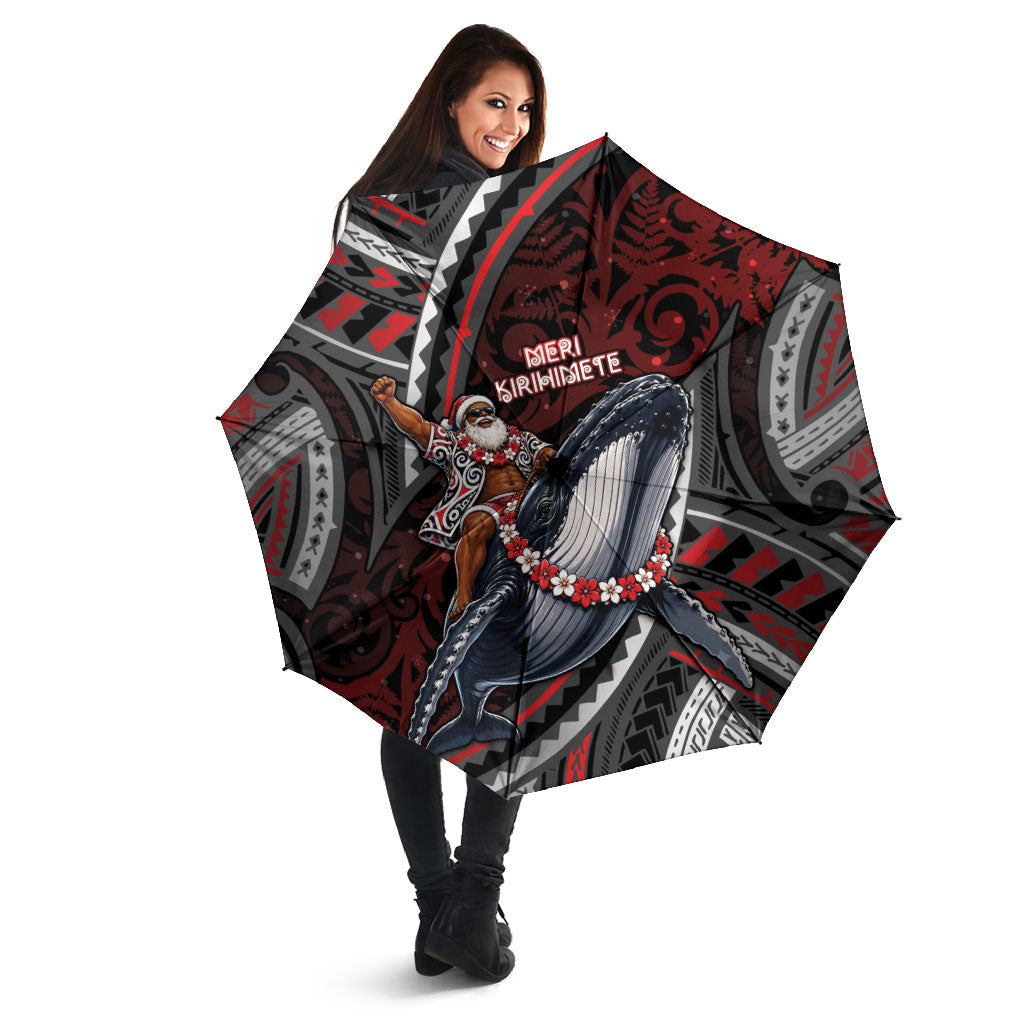 Aotearoa Christmas Umbrella Santa Riding Humpback Whale Maori Koru