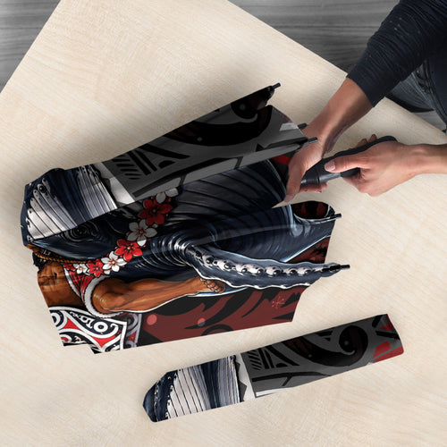 Aotearoa Christmas Umbrella Santa Riding Humpback Whale Maori Koru