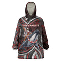 Aotearoa Christmas Wearable Blanket Hoodie Santa Riding Humpback Whale Maori Koru