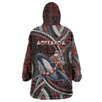 Aotearoa Christmas Wearable Blanket Hoodie Santa Riding Humpback Whale Maori Koru