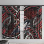 Aotearoa Christmas Window Curtain Santa Riding Humpback Whale Maori Koru