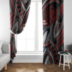 Aotearoa Christmas Window Curtain Santa Riding Humpback Whale Maori Koru