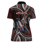Aotearoa Christmas Women Polo Shirt Santa Riding Humpback Whale Maori Koru