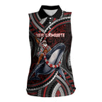 Aotearoa Christmas Women Sleeveless Polo Shirt Santa Riding Humpback Whale Maori Koru